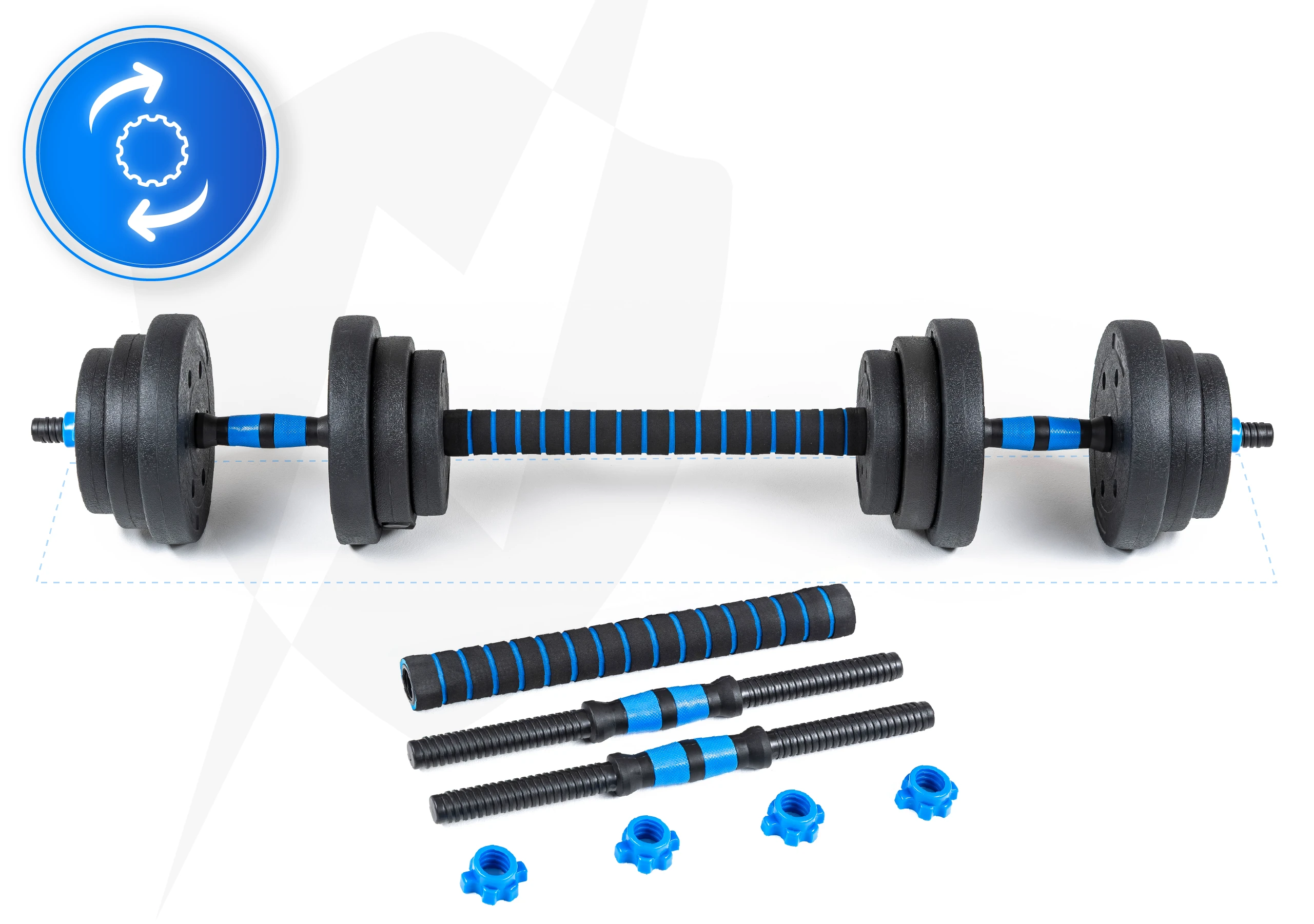 2-in-1 systeem – dumbbells en halter