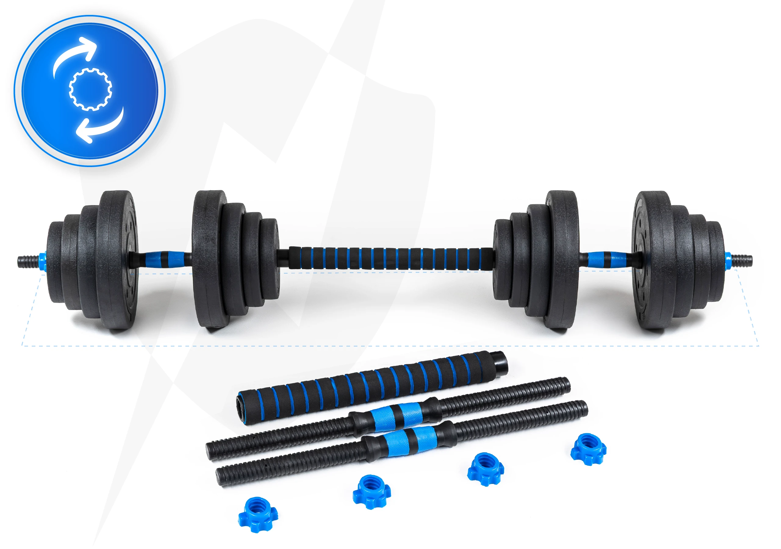 2-in-1 systeem – dumbbells en halter