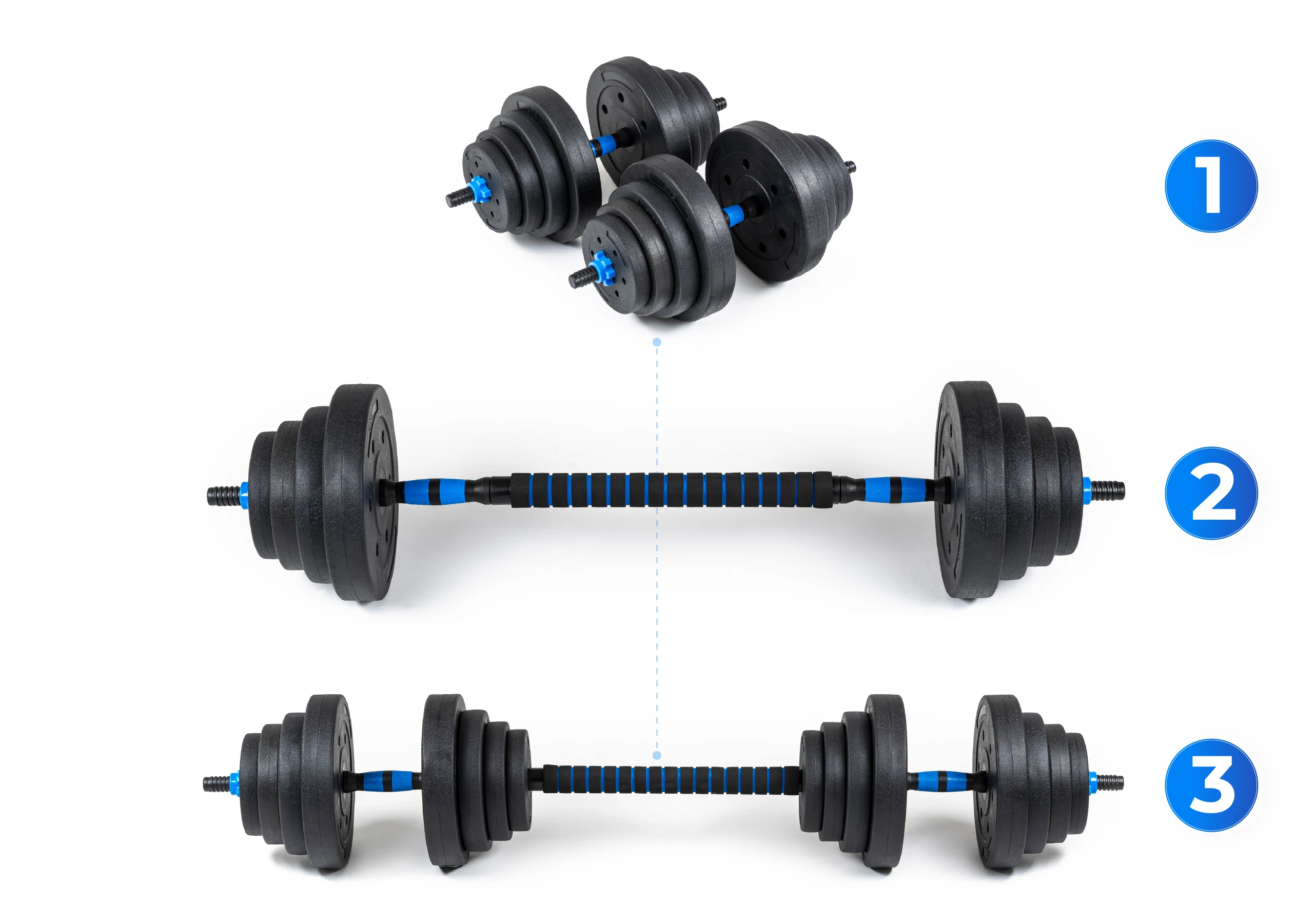 Intuïtieve montage van dumbbells