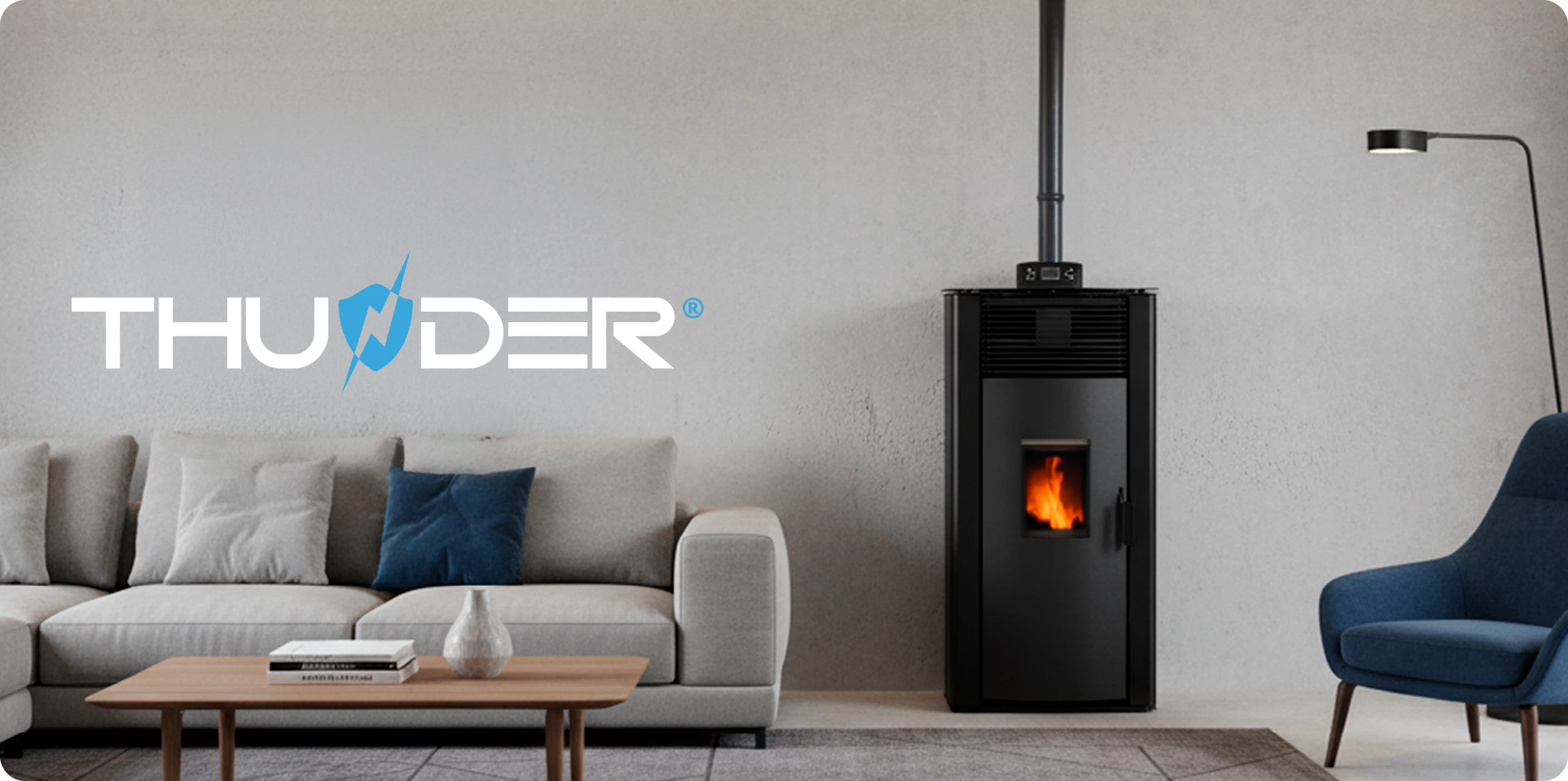 Vrijstaande pelletkachel 12 kW – THUNDER ARIA-BLACK