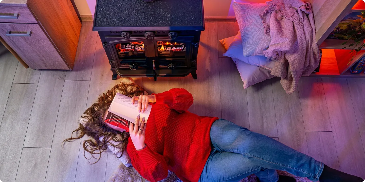 Vrijstaande houtkachel 7kW, haard