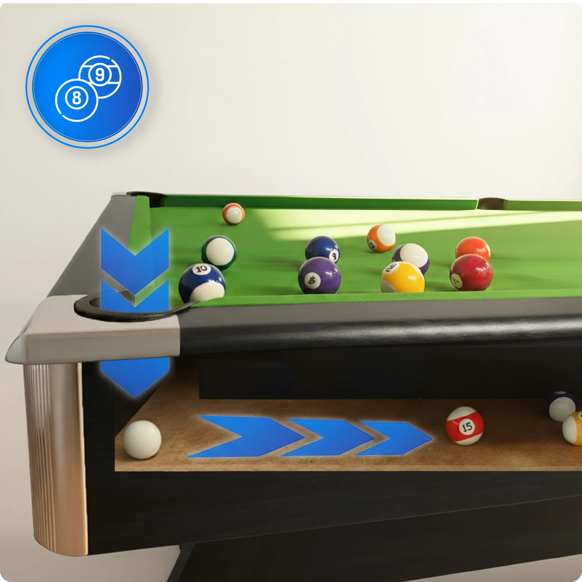 Biljarttafel set BOLD-BLACK-9FT