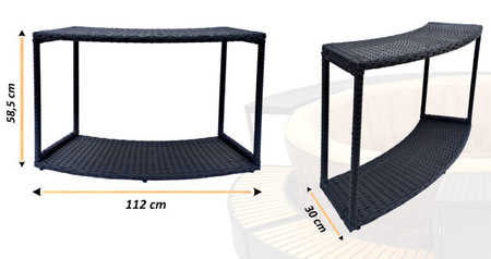 Kast zonder deuren THUNDER voor ronde JACUZZI - kleur zwart