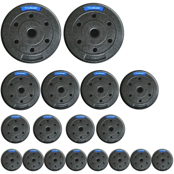 THUNDER set bitumen schijven 2x10 kg + 4x5 kg + 4x2,5 kg + 8x1,25 kg