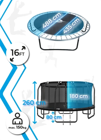 THUNDER INSIDE ELITE 16FT trampoline (488 cm) ZWART