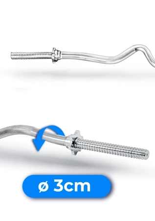 Sterk gebogen schroefsluiting halterstang 120 cm 30 mm THUNDER