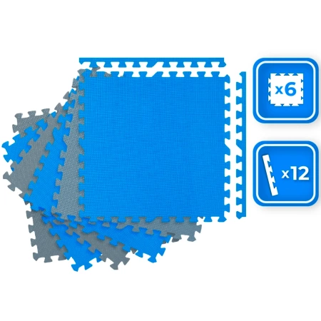 Blauw-grijze puzzelmatten 60x60x1cm THUNDER