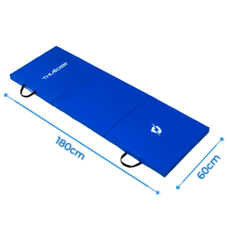 Blauwe gymnastiekmat 180x60x4 THUNDER