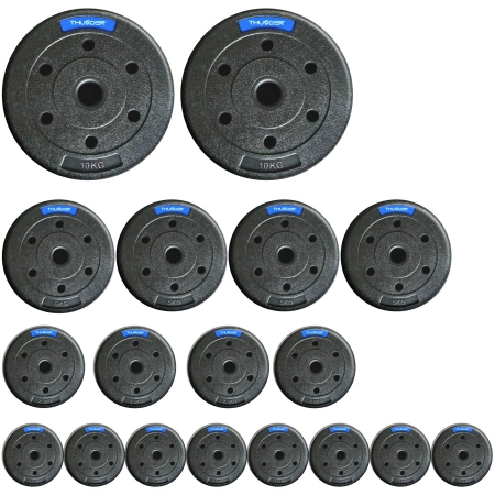 THUNDER set bitumen schijven 2x10 kg + 4x5 kg + 4x2,5 kg + 8x1,25 kg