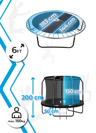 THUNDER INSIDE ELITE 6FT trampoline (183 cm) ZWART